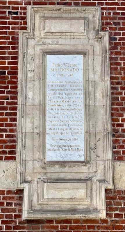 Pedro Vicente Maldonado (1704-1748) Marker. Click for full size. Pedro Vicente Maldonado (1704-1748) Marker image. Click for full size.