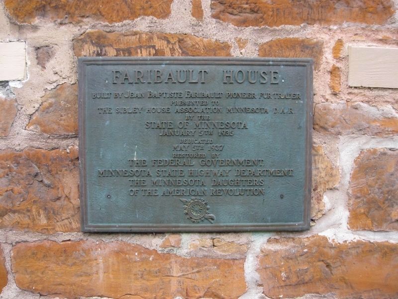Faribault House DAR Marker close up view. Click for full size. Faribault House DAR Marker close up view image. Click for full size.