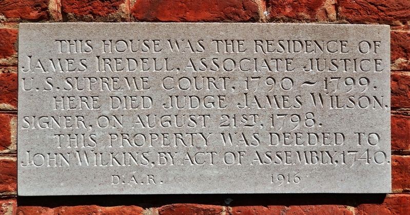 Residence of James Iredell Marker image. Click for full size.