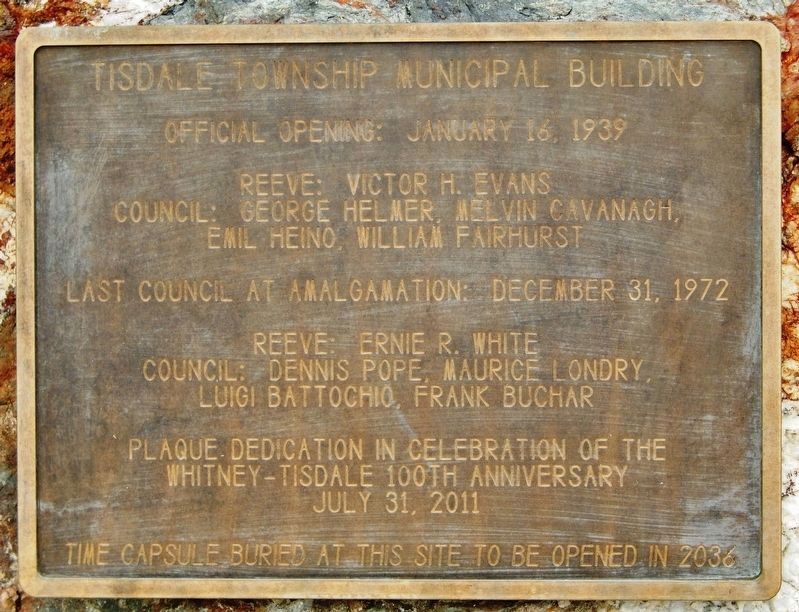 Tisdale Township Municipal Building Marker image. Click for full size.
