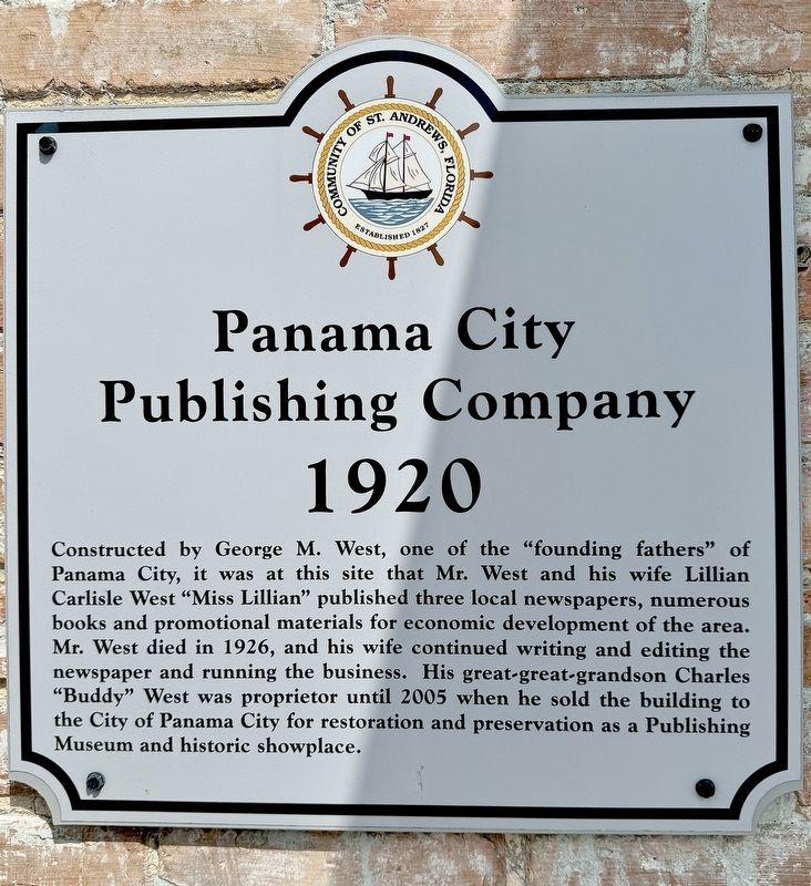 Panama City Publishing Company Marker. Click for full size. Panama City Publishing Company Marker image. Click for full size.