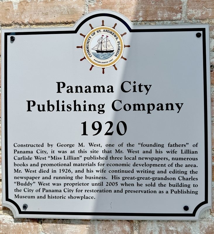 Panama City Publishing Company Marker image. Click for full size.