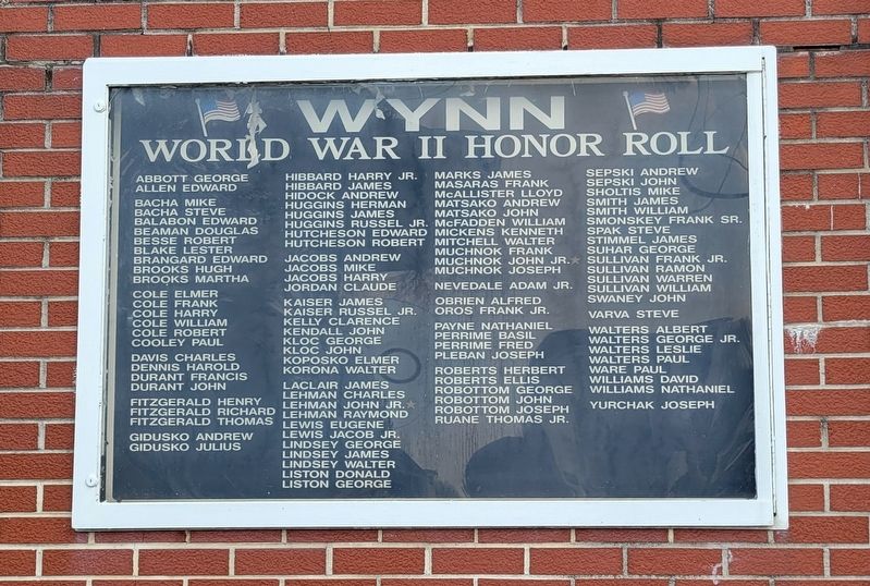 Wynn World War II Honor Roll Marker image. Click for full size.