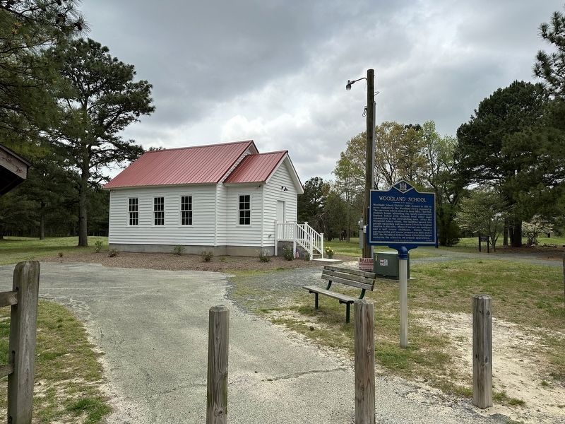 Woodland School Marker wide view image. Click for full size.