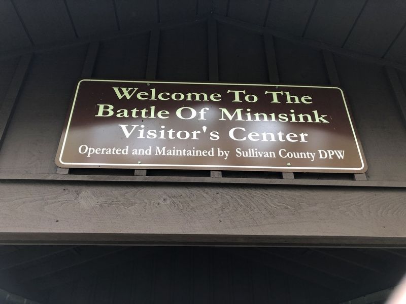 Minisink Battleground Park Visitors Center Sign image. Click for full size.