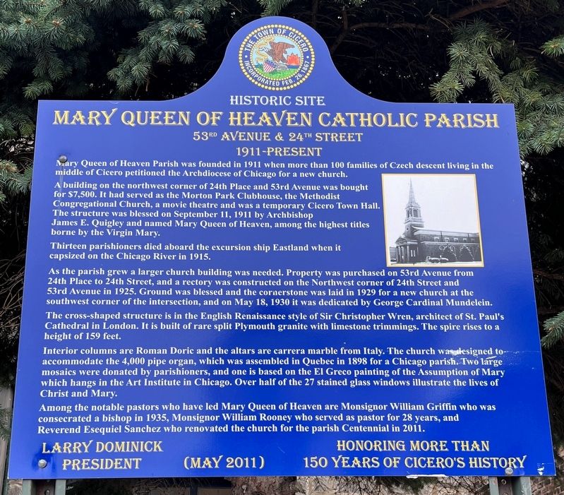 Mary Queen of Heaven Catholic Parish Marker. Click for full size. Mary Queen of Heaven Catholic Parish Marker image. Click for full size.
