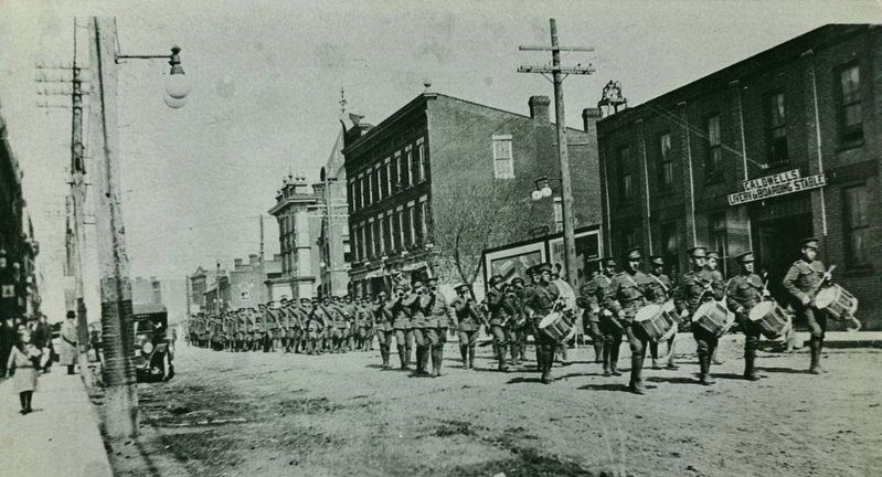 The 136th Battalion parading in Bowmanville, ca 1916-17 image. Click for full size.