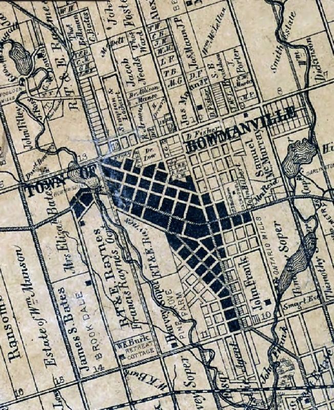 Town of Bowmanville, 1861. Click for full size. Town of Bowmanville, 1861 image. Click for full size.