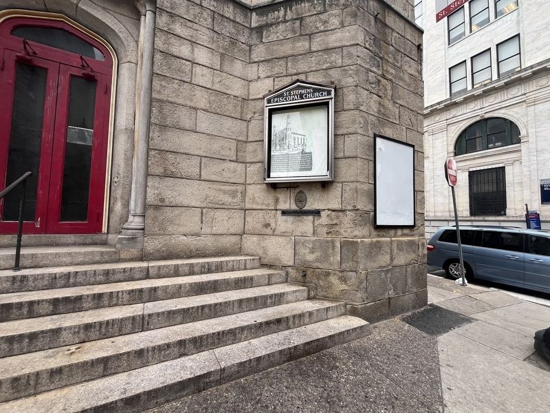 The plaque is affixed to St. Stephens Episcopal Church image. Click for full size.