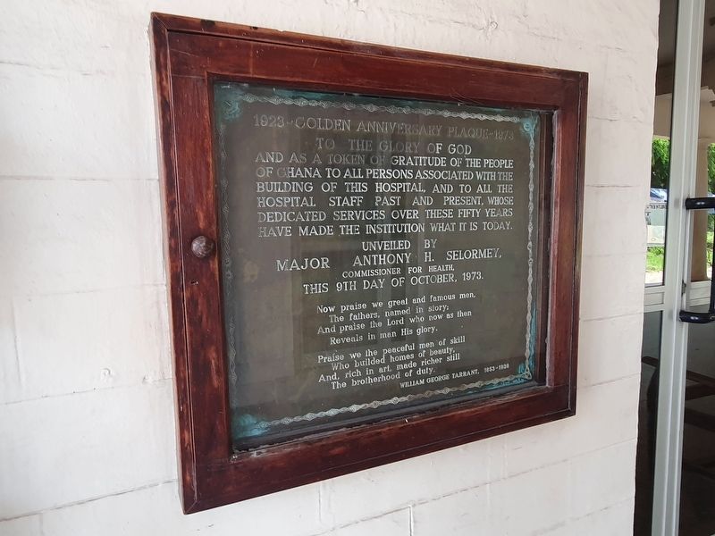 1973 Korle Bu Hospital 50th anniversary tablet image. Click for full size.