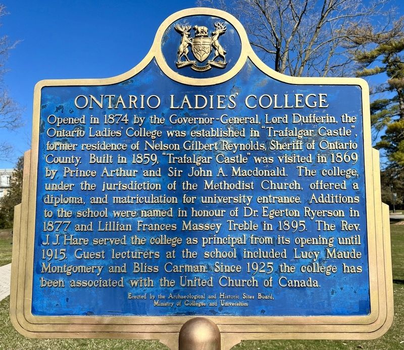 Ontario Ladies’ College Marker. Click for full size. Ontario Ladies’ College Marker image. Click for full size.