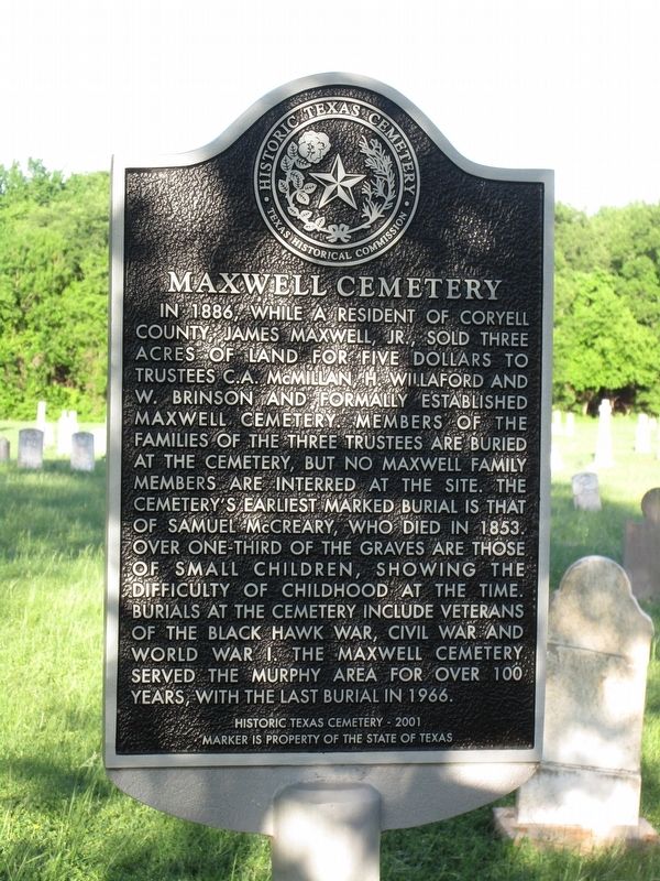 Maxwell Cemetery Marker image. Click for full size.