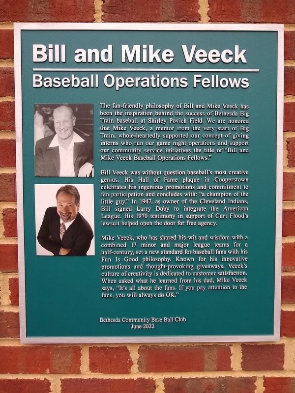 Bill and Mike Veeck Marker image. Click for full size.