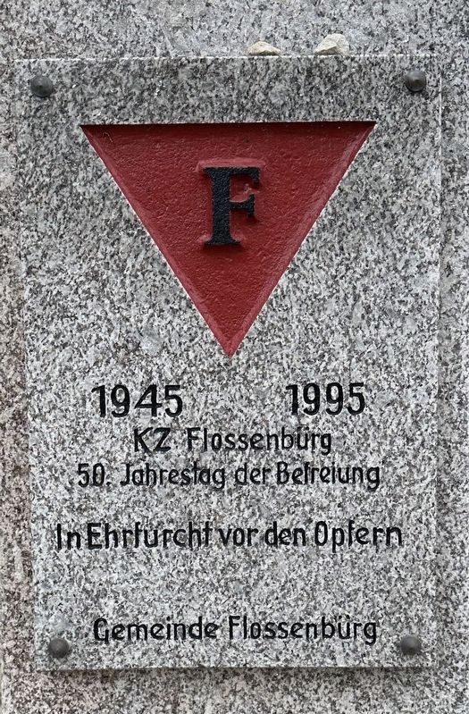 Flossenbrg Concentration Camp Memorial liberation plaque image. Click for full size.