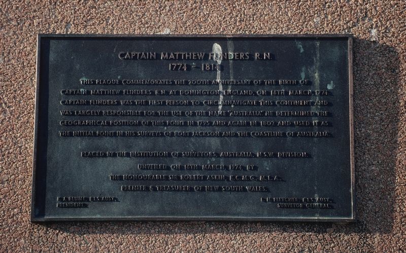 Captain Matthew Flinders R.N. Marker. Click for full size. Captain Matthew Flinders R.N. Marker image. Click for full size.