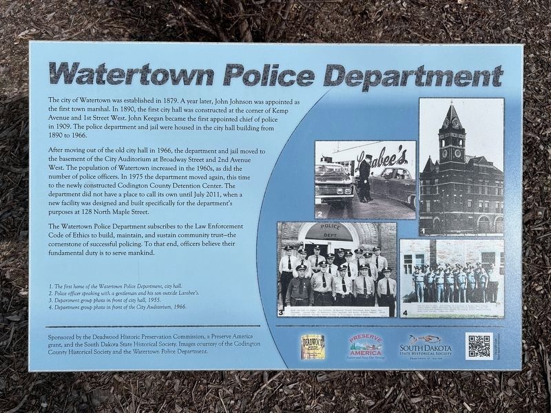Watertown Police Department Marker. Click for full size. Watertown Police Department Marker image. Click for full size.