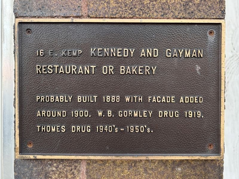 Kennedy and Gayman Restaurant or Bakery Marker image. Click for full size.
