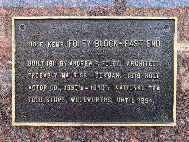 Foley Block–East End Marker. Click for full size. Foley Block–East End Marker image. Click for full size.