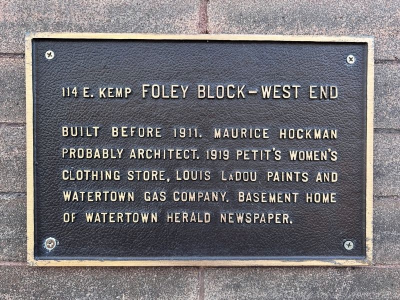 Foley Block–West End Marker. Click for full size. Foley Block–West End Marker image. Click for full size.
