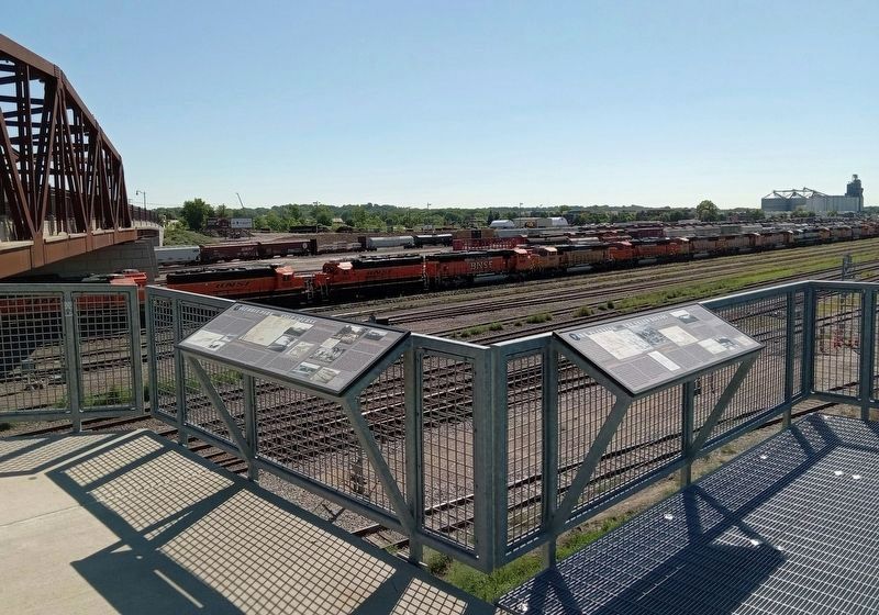 Park Planning and the Grand Rounds (right) at the Northtown Railyard Overlook. Click for full size. Park Planning and the Grand Rounds (right) at the Northtown Railyard Overlook image. Click for full size.