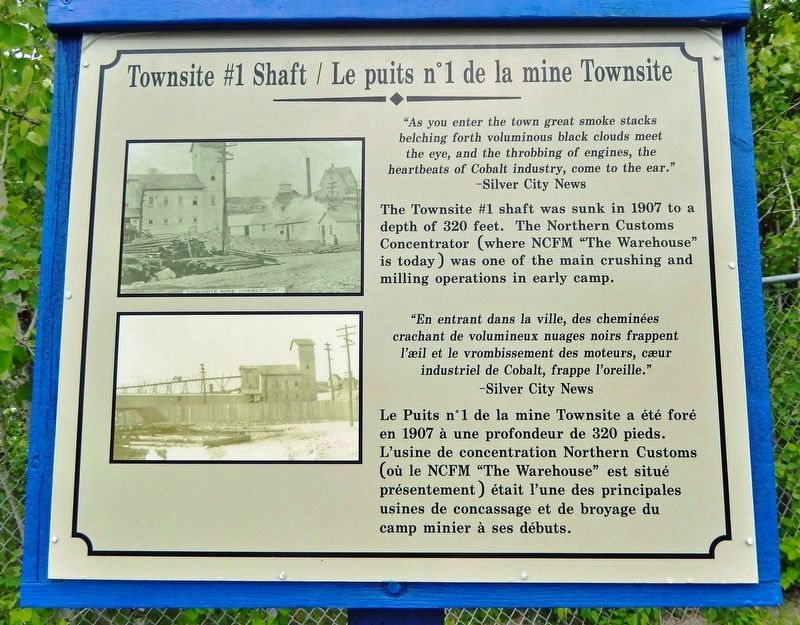 Townsite #1 Shaft / Le puits n1 de la mine Townsite Marker image. Click for full size.