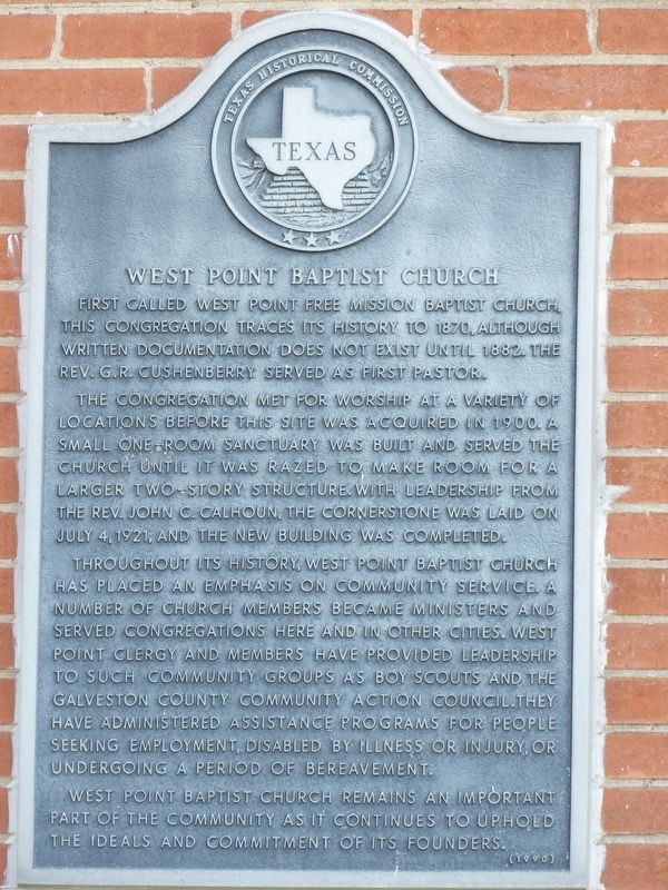 West Point Baptist Church Marker image. Click for full size.