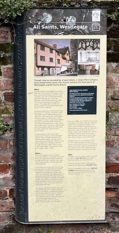 All Saints, Westlegate Marker. Click for full size. All Saints, Westlegate Marker image. Click for full size.