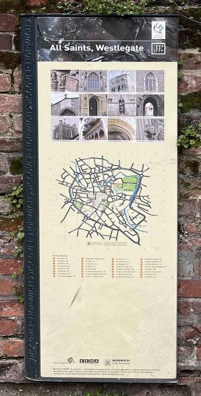 All Saints, Westlegate Marker. Click for full size. All Saints, Westlegate Marker image. Click for full size.