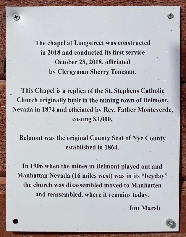 Longstreet Chapel Marker image. Click for full size.