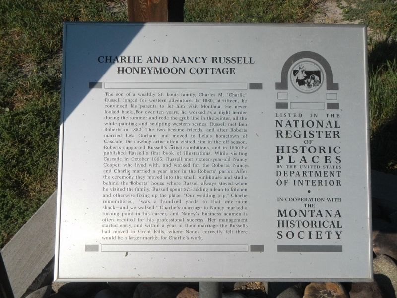 Charlie and Nancy Russell Honeymoon Cottage Marker image. Click for full size.