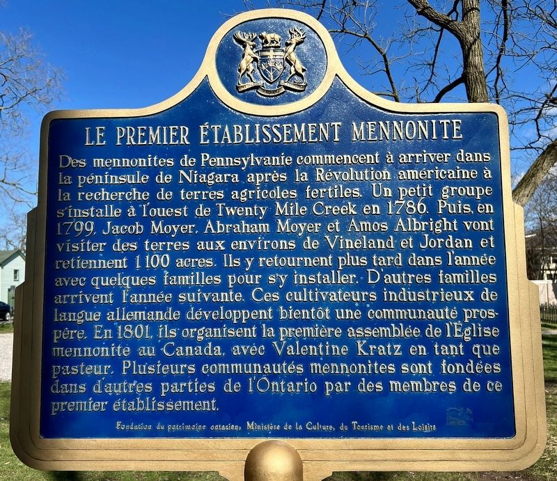 First Mennonite Settlement / Le Premier tablissement Mennonite Marker image. Click for full size.