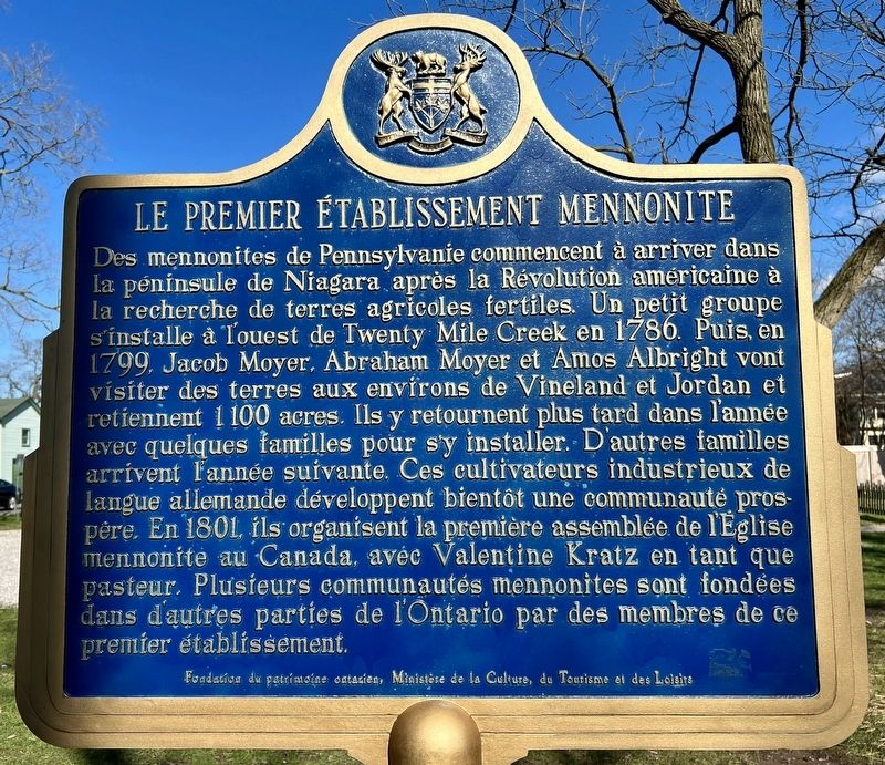 First Mennonite Settlement / Le Premier �tablissement Mennonite Marker image. Click for full size.