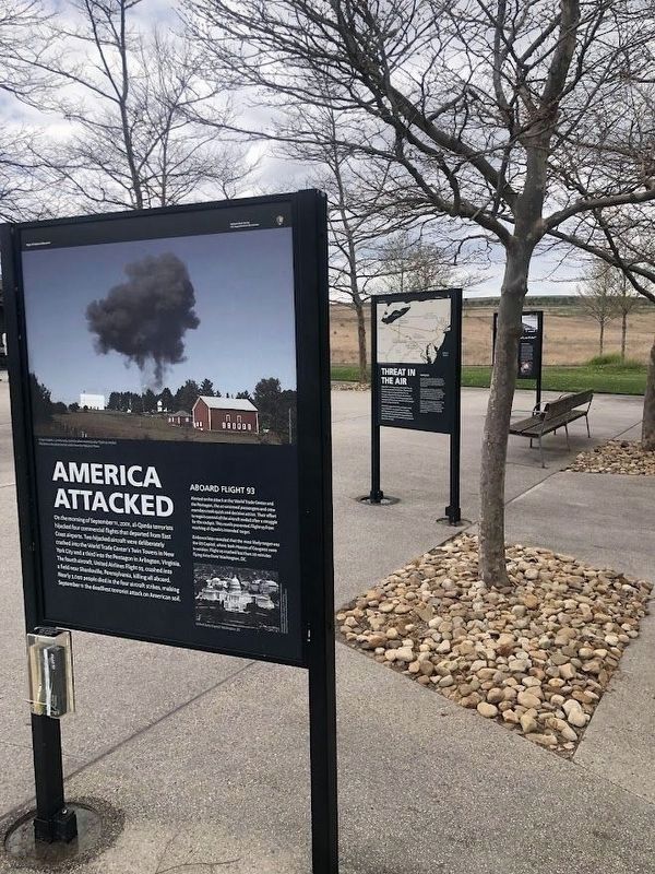 Three markers in the Memorial Plaza. Click for full size. Three markers in the Memorial Plaza image. Click for full size.