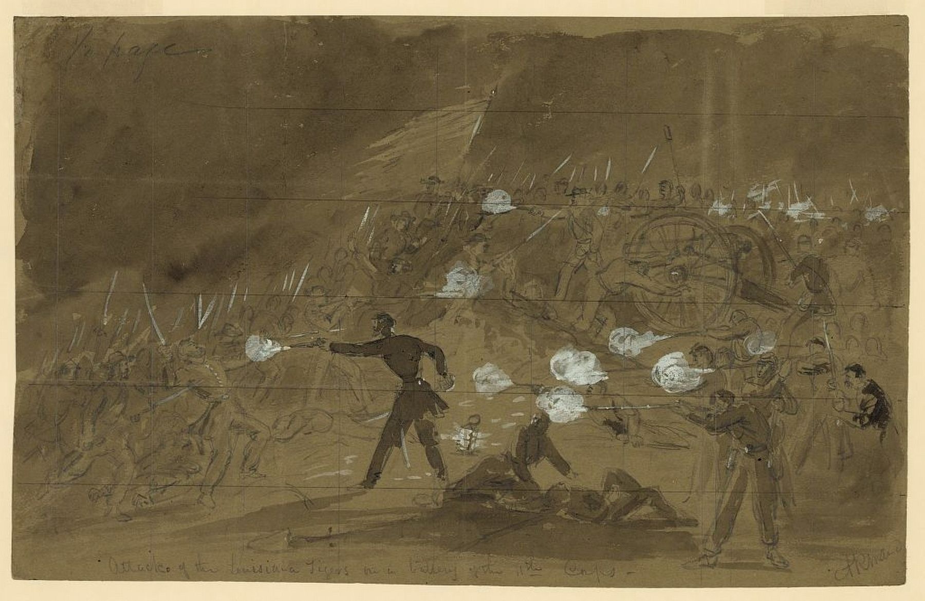Louisiana Tigers attacking a Union battery at Gettysburg image. Click for full size.