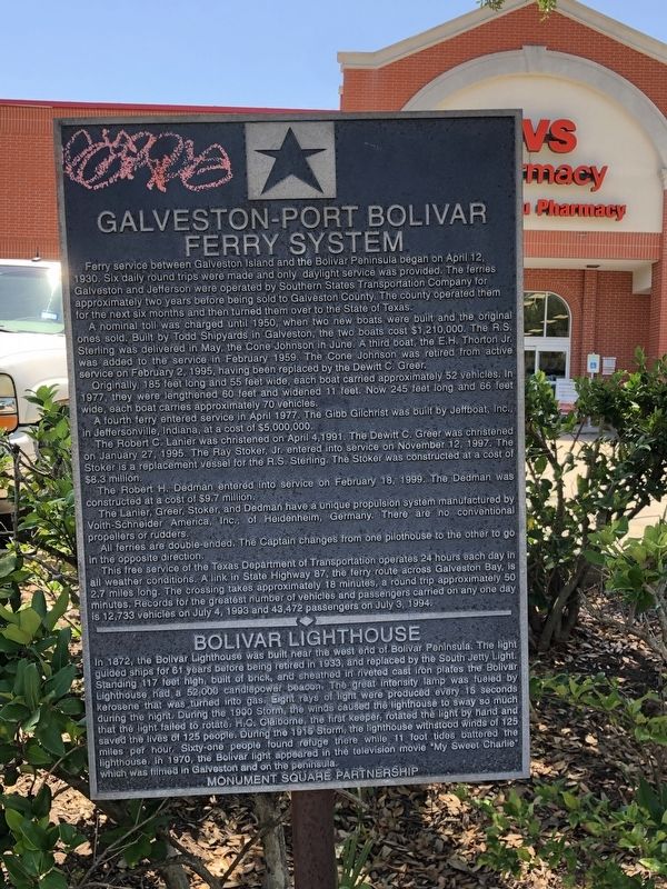 Galveston-Port Bolivar Ferry System Marker image. Click for full size.
