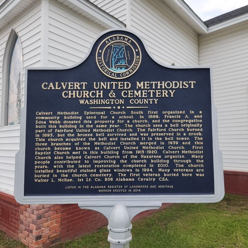 Calvert United Methodist Church and Cemetery Marker image. Click for full size.