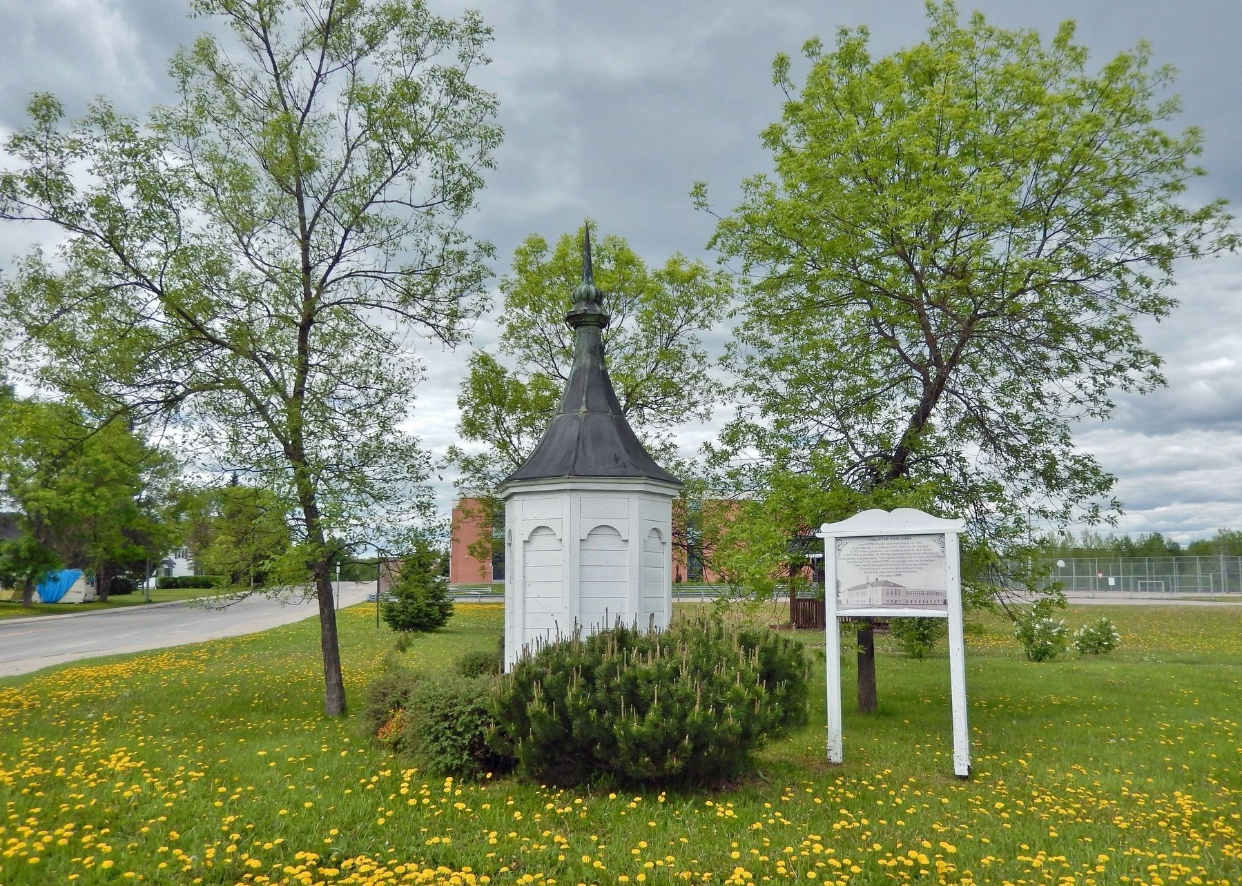 Iroquois Falls Public School Marker & Cupola image. Click for full size.