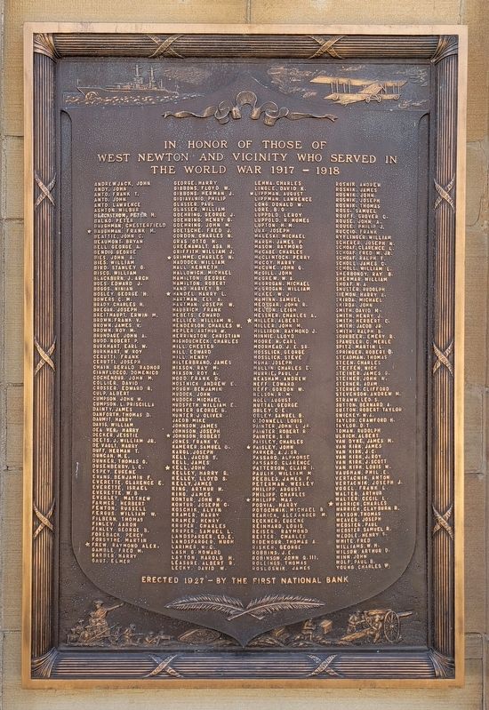 West Newton Honor Roll Marker. Click for full size. West Newton Honor Roll Marker image. Click for full size.