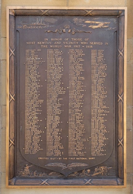 West Newton Honor Roll Marker image. Click for full size.