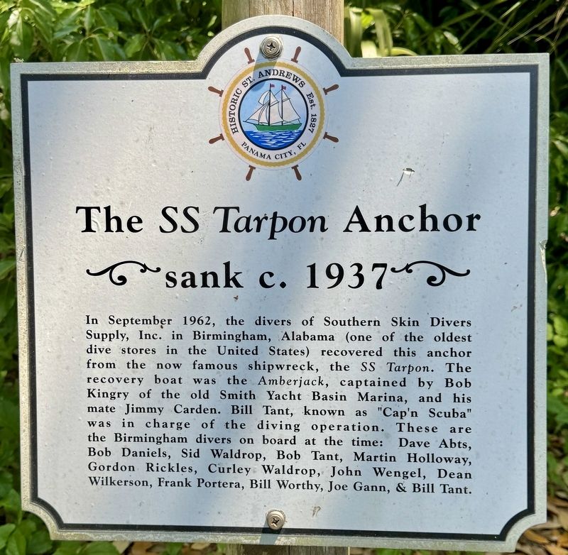 The SS Tarpon Anchor Marker. Click for full size. The SS Tarpon Anchor Marker image. Click for full size.