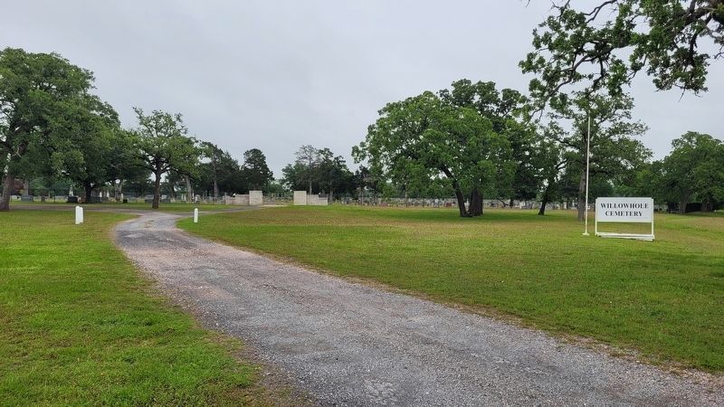 The Willowhole Cemetery located behind the Marker image. Click for full size.