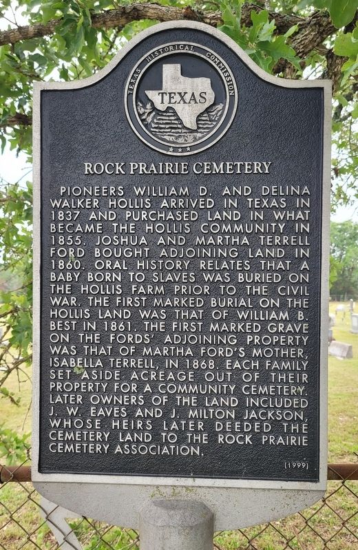 Rock Prairie Cemetery Marker image. Click for full size.
