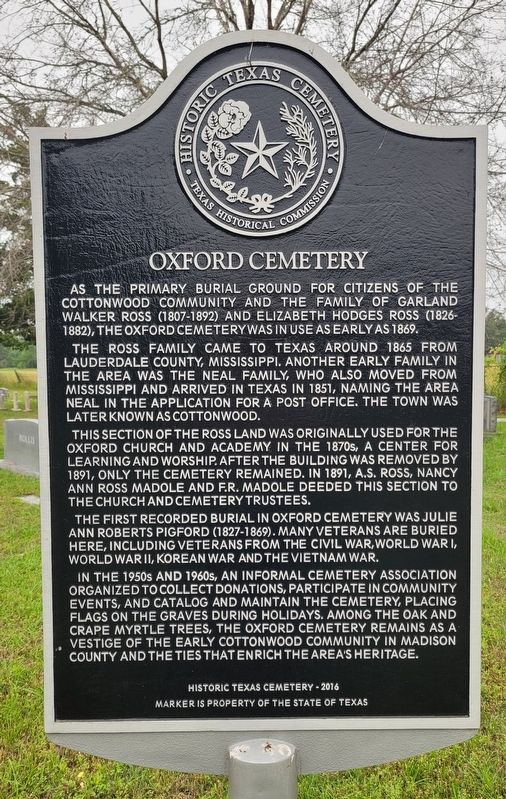 Oxford Cemetery Marker image. Click for full size.