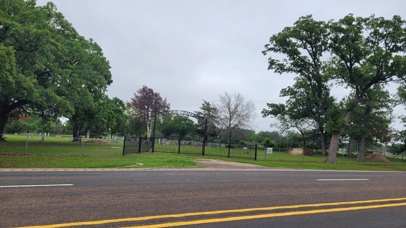 The view of the Oxford Cemetery and Marker from across the highway image. Click for full size.