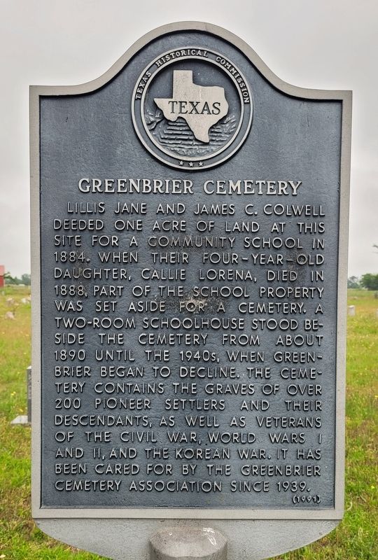Greenbrier Cemetery Marker image. Click for full size.