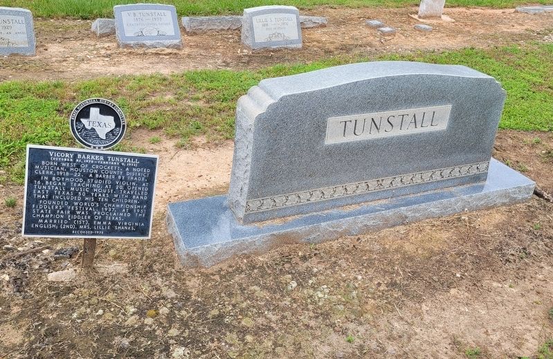 The Vicory Barker Tunstall Gravestone and Marker image. Click for full size.