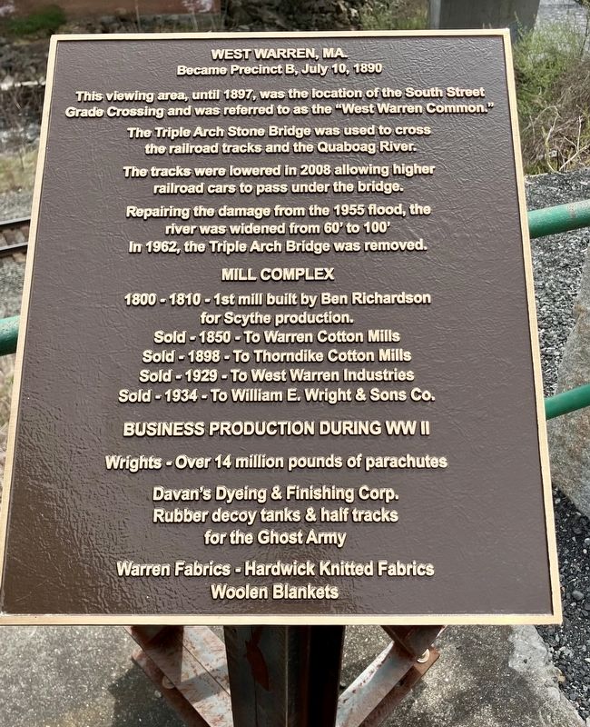 West Warren, MA Marker. Click for full size. West Warren, MA Marker image. Click for full size.