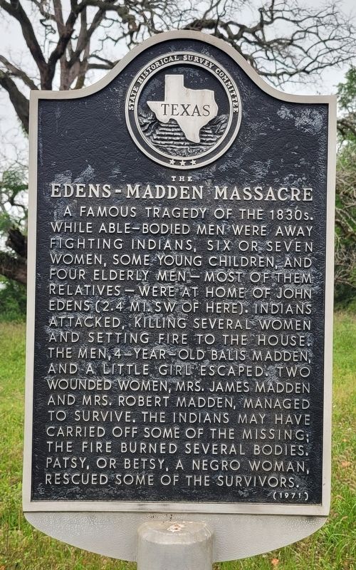 The Edens-Madden Massacre Marker image. Click for full size.