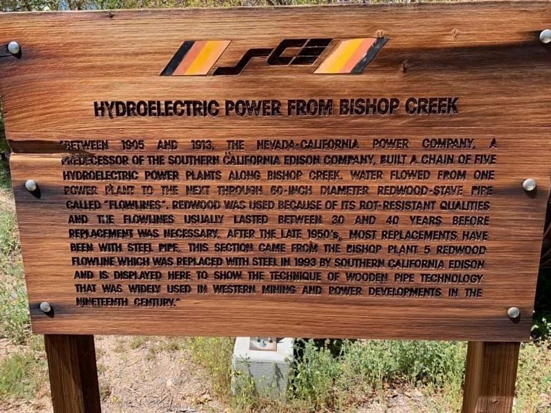 Hydroelectric Power From Bishop Creek Marker image. Click for full size.