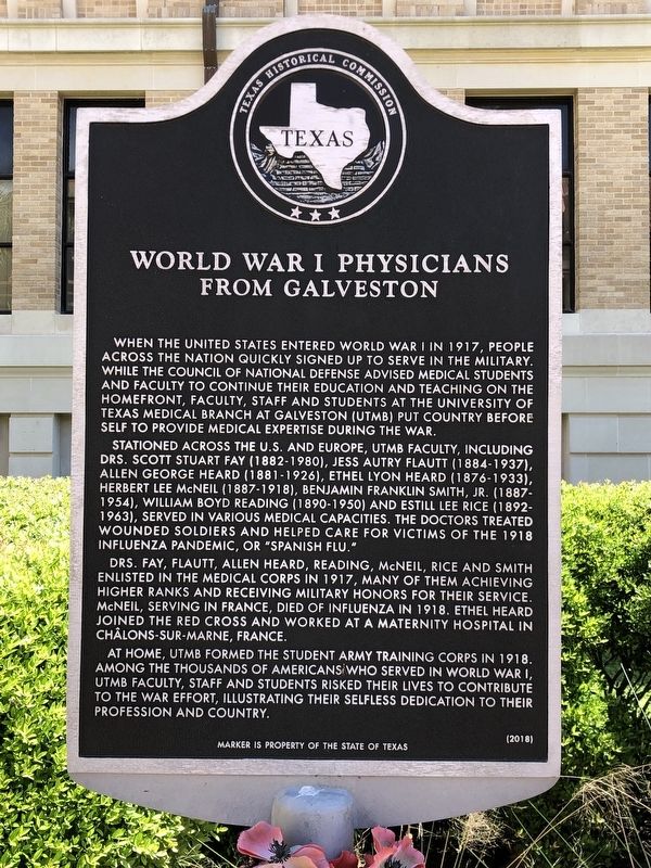 World War I Physicians from Galveston Marker image. Click for full size.
